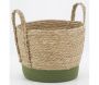 Cache-pots en jonc naturel et coton vert (lot de 3) - 5