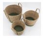 Cache-pots en jonc naturel et coton vert (lot de 3) - AUBRY GASPARD