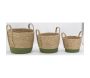 Cache-pots en jonc naturel et coton vert (lot de 3) - 64,90