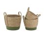 Cache-pots en jonc naturel et coton vert (lot de 3)