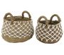 Cache-pots en jonc naturel et crochet (Lot de 2)