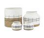 Cache-pots en jonc naturel et blanc (lot de 4)