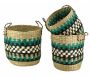 Cache-pots en jonc naturel et teinté (Lot de 3)