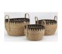 Cache-pots en jonc naturel et triangles noirs (lot de 3) - 44,90