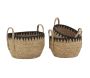 Cache-pots en jonc naturel et triangles noirs (lot de 3)