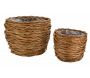 Cache pots en osier vieilli avec doublure (Lot de 2)
