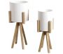 Cache-pots ronds sur pieds en bois (Lot de 2)