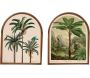 Cadre décoratif en bois Palmier 40 x 2 x 50 cm (Lot de 2)