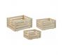 Caisse de rangement en pin brut (Lot de 3)