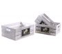 Caisses rectangulaires en bois blanchi (Lot de 3)