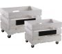Caisses de rangement en bois blanchi (Lot de 2)