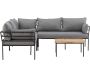 Canapé d'angle et table basse de jardin en acier et acacia Penh - VEN-0559