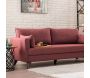 Canapé 3 places convertible en tissu rouge Bella - HANAH HOME