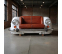 Canapé voiture en cuir de buffle pleine fleur et métal - 1969