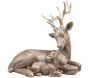 Cerf avec faon doré en résine 21 x 13 x 20 cm