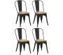 Chaise industrielle en métal et bois d'orme huilé (Lot de 4)
