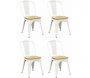 Chaise industrielle en métal et bois d'orme huilé (Lot de 4)