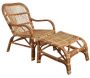 Fauteuil et repose pieds en rotin brut avec écorce