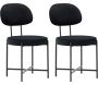 Chaise en tissu velours et acier noir Stella (Lot de 2)
