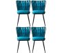 Chaise en velours et métal Kusaklı (Lot de 4)