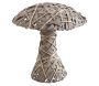 Champignon décoratif en osier gris et bois