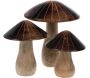 Champignons décoratifs en bois de manguier (Lot de 3)