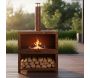 Cheminée d'extérieur avec bûcher intégré - FANCY FLAMES
