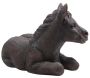 Cheval noir couché en résine 34x22x22 cm - IMH-0445