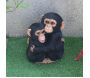 Chimpanzés enlacés en résine 35 cm - VID-0150