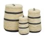 Coffres de rangement en maïs naturel et noir (lot de 3)