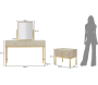Coiffeuse en bois de pin avec miroir et tabouret Luxury - MAU-0852