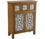 Commode de rangement en bois et blanc motif fleur Agnette