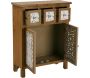 Commode de rangement en bois et blanc motif fleur Agnette - 119