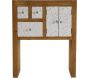Console bois 3 tiroirs 1 placard blanc motif fleur Agnette - VER-0448