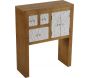 Console bois 3 tiroirs 1 placard blanc motif fleur Agnette