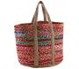 Corbeille en jute et coton multicolore