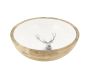 Corbeille ronde en manguier avec résine blanche décor Cerf