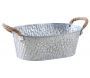 Corbeille ovale métal à pois blanc avec anses