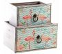 Corbeille tiroir en bois flamants roses (Lot de 2)