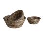 Corbeilles rondes en jonc naturelles et noires (lot de 3)