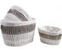 Corbeilles à linge en osier et doublure coton (Lot de 3)