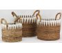 Corbeilles rondes en bananier et coton (lot de 3) - 6
