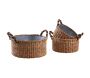 Jardinières rondes en jonc et zinc (lot de 3)