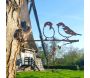 Oiseaux sur pique couple de moineaux en acier corten - MET-0107