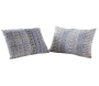 Coussin bleu et blanc en coton