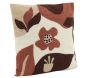 Coussin en coton brodé motifs floraux camaieu Terracotta