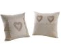 Coussins carrés coeur en coton et lin (Lot de 2)