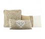 Coussins à motif en jute et coton blanc (Lot de 3)