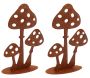 Décor champignons sur pied en métal vieilli