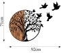 Décoration murale en bois et métal Arbre et oiseaux en vol - ASI-0141